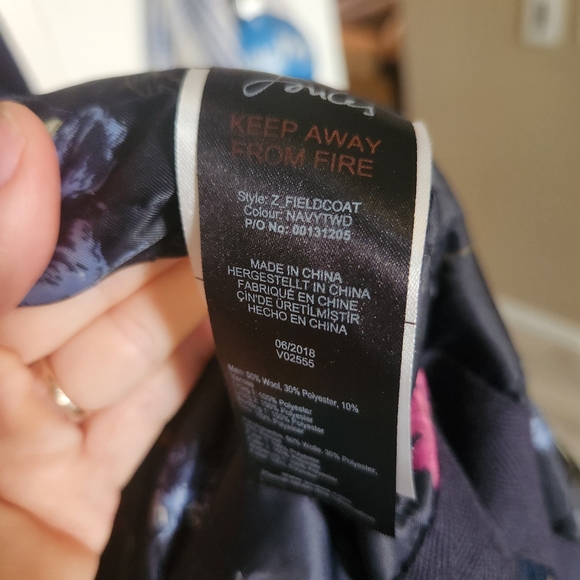 Women's Joules Blue Plaid Herringbone Fieldcoat UK 16/US 12 - Picture 6 of 6